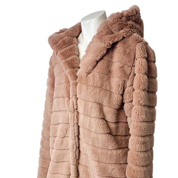 Robin Womens Fluffy Ultra Soft Hooded Jacket, Pockets, Hooded, Pink, 38/US 8 - Picture 8 of 9